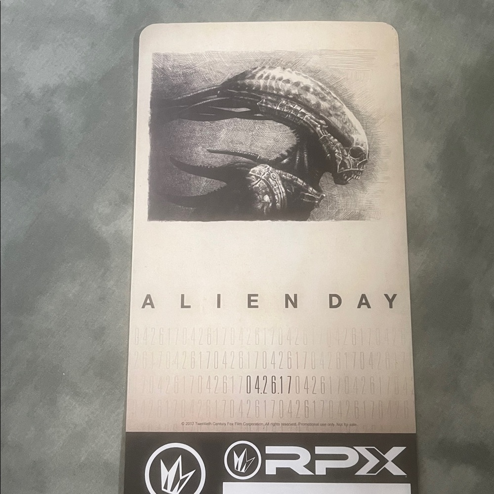 Alien Covenant 2017 Ticket Limited Collectible Numbered ‘Alien Day’ Fox Disney